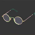 Children's Round Blue Lens Glasses With Silver Frame Black Temples And Shiny Reflection