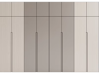 Modern Wardrobe Design With Light Gray Beige Paneled Doors And Minimalist Handles 3d model