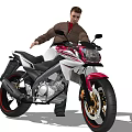 Man in Brown Jacket Standing Next to Red and White Motorcycle
