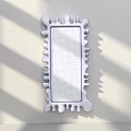 Blue Decorative Mirror With Unique Wavy Frame Against White Wall With Sunlight Shadows 3d model