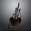 Classic Vintage Handcrafted Leather Bagpipe With Decorative Design And Wooden Pipes