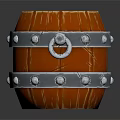 Rustic Wooden Barrel With Metal Hoops And Decorative Ring Accents