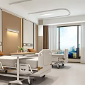 Hospital Outpatient Ward Modern Interior With Beds Windows And Curtains