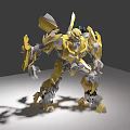 Yellow And Gray Robot Model With Mechanical Structure Joints And Armor