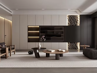 Modern living room TV background wall 3d model