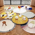 Round Rugs With Various Patterns And Decorative Elements For Living Room Home Decor 3d model