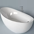 Sleek White Oval Freestanding Bathtub With Modern Design And Silver Faucet