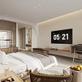 Modern Hotel Room Interior With Bed TV Window And Seating Area 3d model