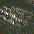 Birds Eye View Planning of High Rise Residential Community With Greenery and River
