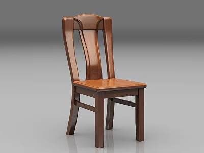 Classic Wooden Dining Chair With Ergonomic Backrest And Solid Seat Design 3d model