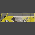 Yellow Coach Bus With Black And Gray Geometric Patterns Exterior Design