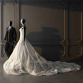 Modern Wedding Dress 3d model