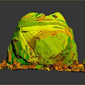 Carved Wood Stone With Natural Texture Yellowish Patches And Mossy Base