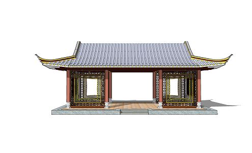 Chinese-style pavilion gallery frame landscape pavilion leisure pavilion corridor shaped frame rest frame flower stand pavilion structure 3d model