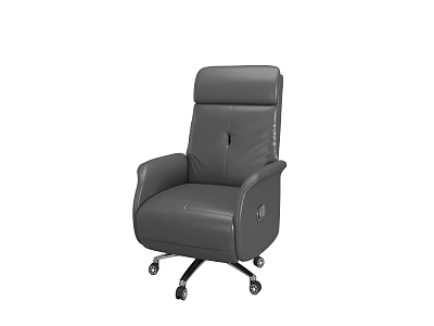 Comfortable Gray High Back Leather Office Chair With Wheels And Adjustable Design 3d model