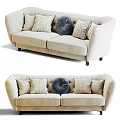 Cozy Modern Two Seater Sofa With Velvet Upholstery Tufted Back Curved Arms And Decorative Pillows