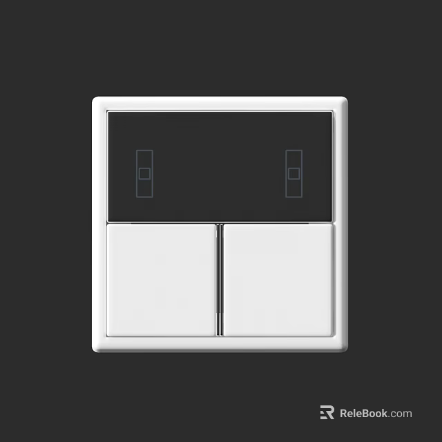 Modern White Double Switch Panel With Sleek Design For Home Interior Use 3d model 