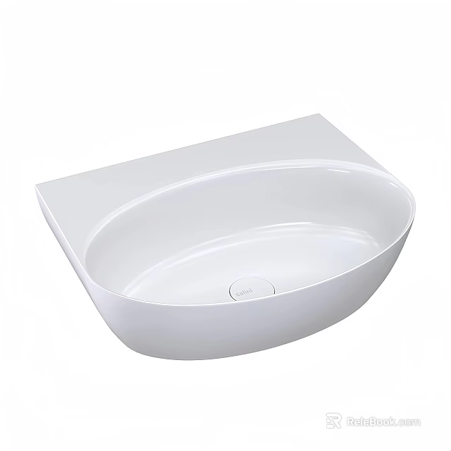 White Modern Oval Shaped Countertop Washbasin with Sleek Surface and Simple Design 3d model 