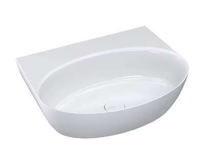 White Modern Oval Shaped Countertop Washbasin with Sleek Surface and Simple Design 3d model