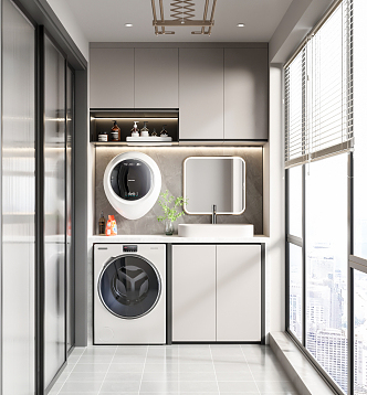 modern balcony washing machine cabinet 3d model