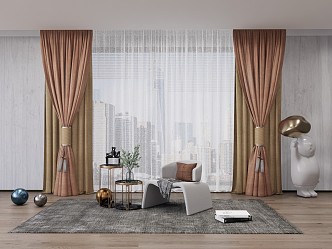 Modern Curtain Fabric Curtain 3d model