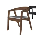 Wooden Dining Chairs With Curved Armrests Light Colored Seat Cushion And Gray Cushion Dark Legs