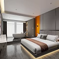 Modern Stylish Hotel Room Interior With Comfortable Bed And Decorative Wall Art