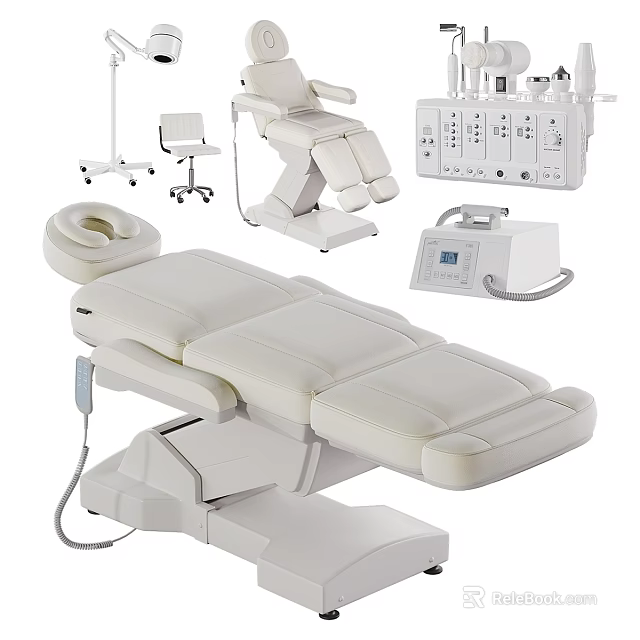 Professional Medical Equipment Set With Treatment Table Examination Chair Stool And Control Panel 3d model 