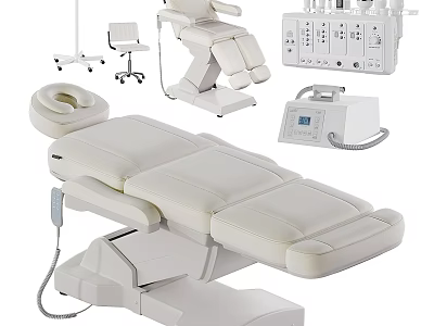 Professional Medical Equipment Set With Treatment Table Examination Chair Stool And Control Panel 3d model