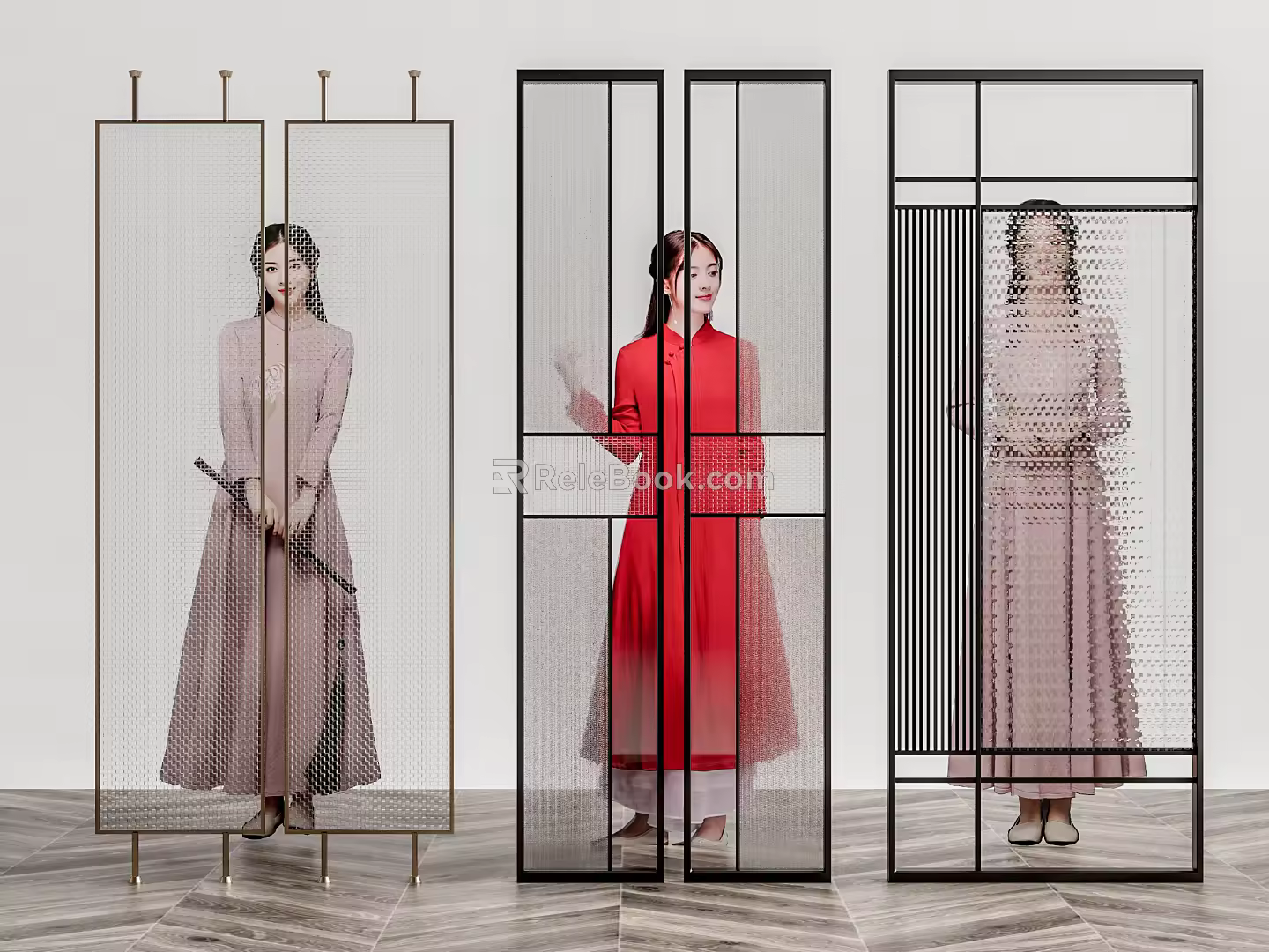 Modern partition glass screen partition 3d model