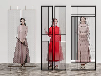 Modern partition glass screen partition 3d model