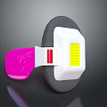 Stylish Headphone Speaker With Pink Accent Yellow Button And Gray Earmuff Design