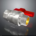 High Quality Silver Metal Ball Valve With Red Handle For Industrial Pipeline Fitting