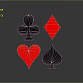 Three Dimensional Poker Suit Household Items With Black Red Colors And Shiny Reflection