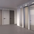Hinged Doors In Various Colors Materials And Glass Panel Designs For Modern Interior 3d model