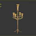 Purple Stand Lamp Set With Yellow Candle Shaped Multiple Lights And Modern Design