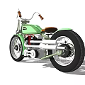 Vintage Light Green Motorcycle With Brown Leather Seat White Wall Tires And Chrome Parts
