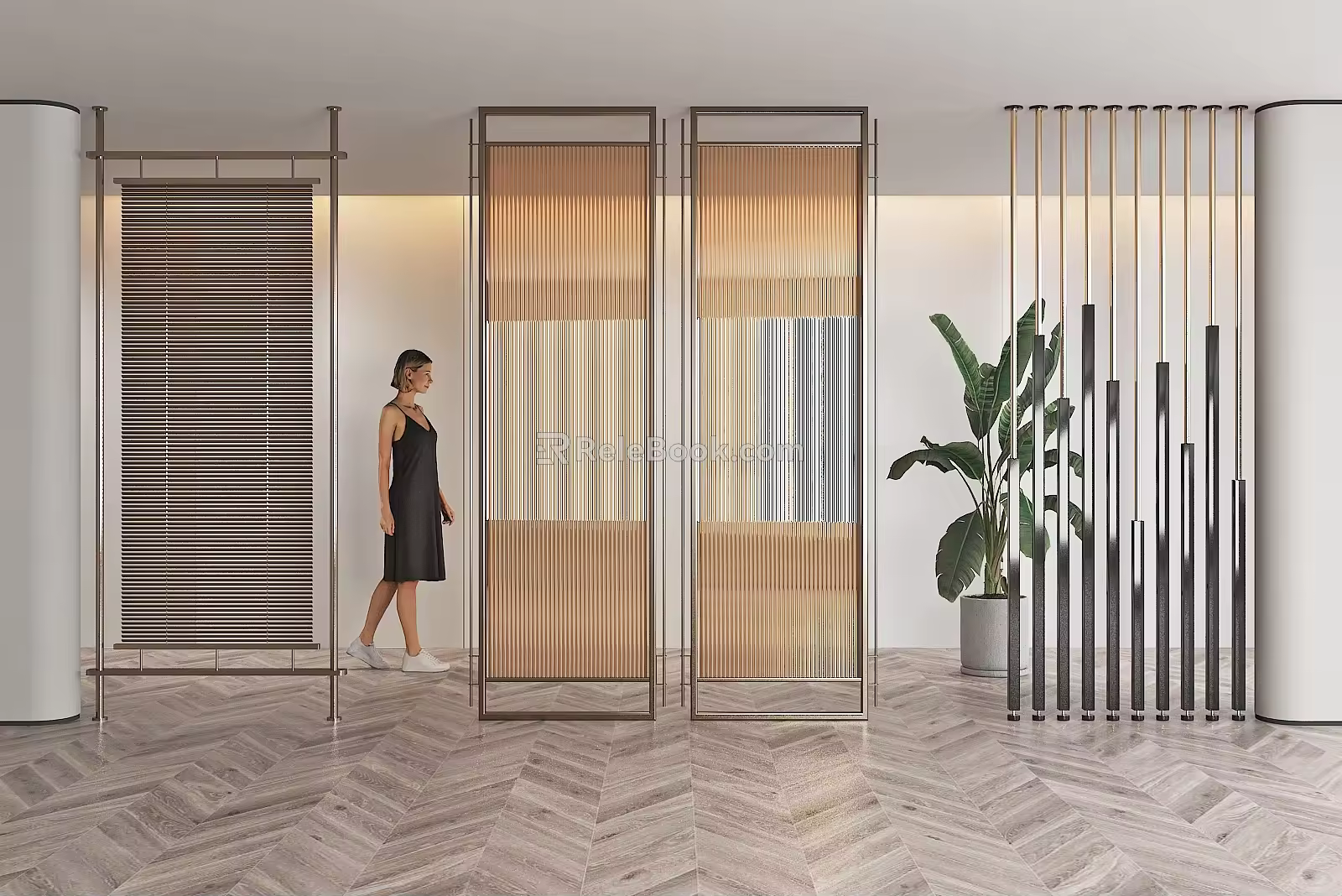 Light Luxury Metal Partition Screen 3d model