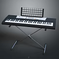 Black Electronic Keyboard Instrument with Sturdy Metal Stand and Music Score Holder