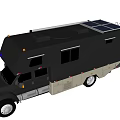 Modern Black RV Vehicle With Solar Panels On Roof And Exterior Design