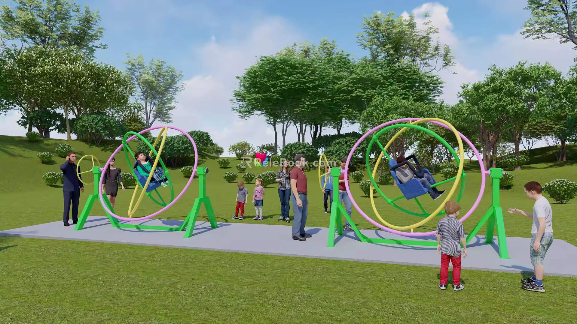 Rotating Space Circle Rotating Qiankun Children's Amusement Equipment 3d model