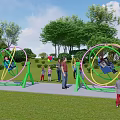Rotating Space Circle Rotating Qiankun Children's Amusement Equipment 3d model