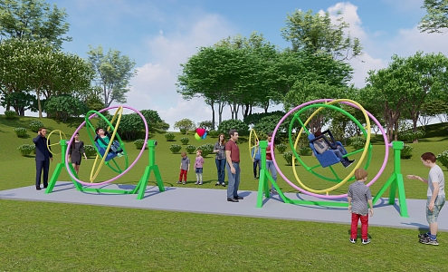 Rotating Space Circle Rotating Qiankun Children's Amusement Equipment 3d model