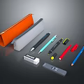 Organized Stationery Set With Colorful Pens Pencils Eraser Ruler And Pencil Cases