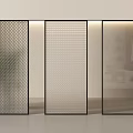 Modern Glass Room Dividers With Textured Patterns For Interior Design 3d model
