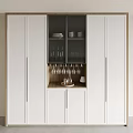 Modern White Sideboard With Glass Doors Wine Glass Holders And Storage Cabinets