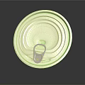 Shiny Metal Can Lid With Pull Tab On Dark Reflective Surface