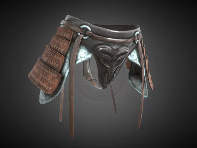 Traditional Leather Waist Belt With Decorative Metal Accents And Textured Design 3d model