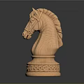 Detailed Wooden Horse Head Sculpture Decorative Household Ornament With Carved Base