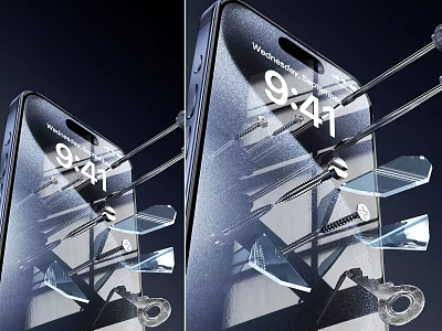 Modern Smartphone With Digital Accessories Clear Screen Protector And Display Time 3d model